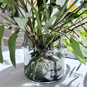 ヴィンテージ スモーキーグレー ムラーノガラスの花瓶またはプランター – 手吹き大型テーブルセンターピース