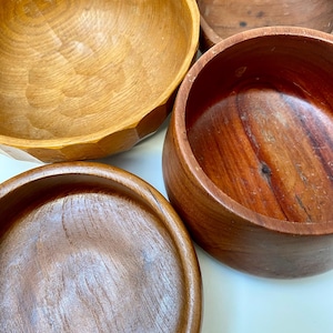 Vintage 1970s Wooden Bowl: Hand-Carved Rustic Salad Bowl
