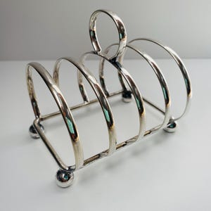 Vintage English Silver Plated Toast Rack: Letter & Napkin Holder