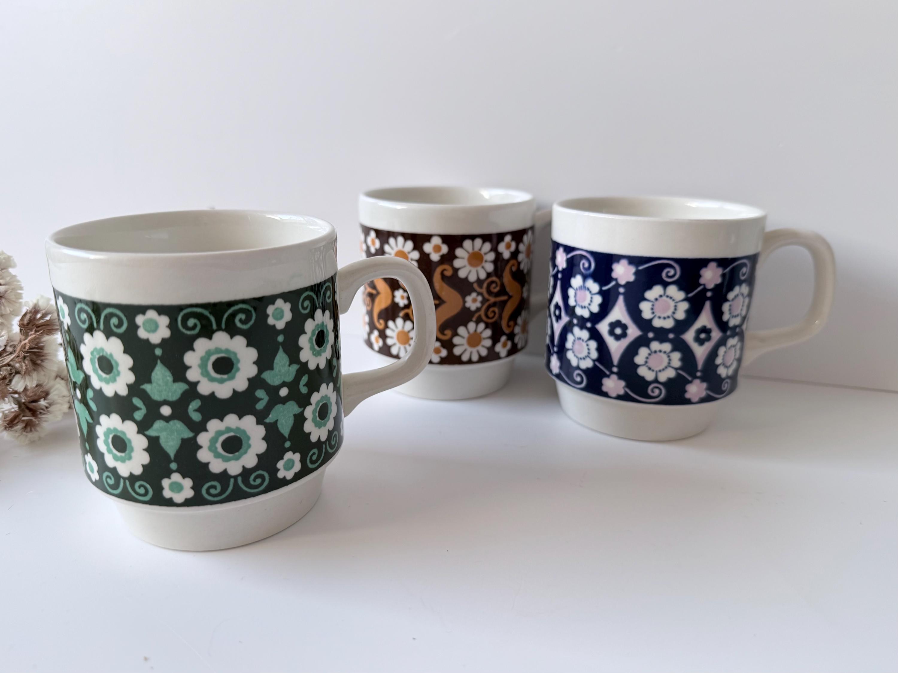 Vintage Biltons English Ironstone Mugs – Retro Floral Set of 3 - Etsy