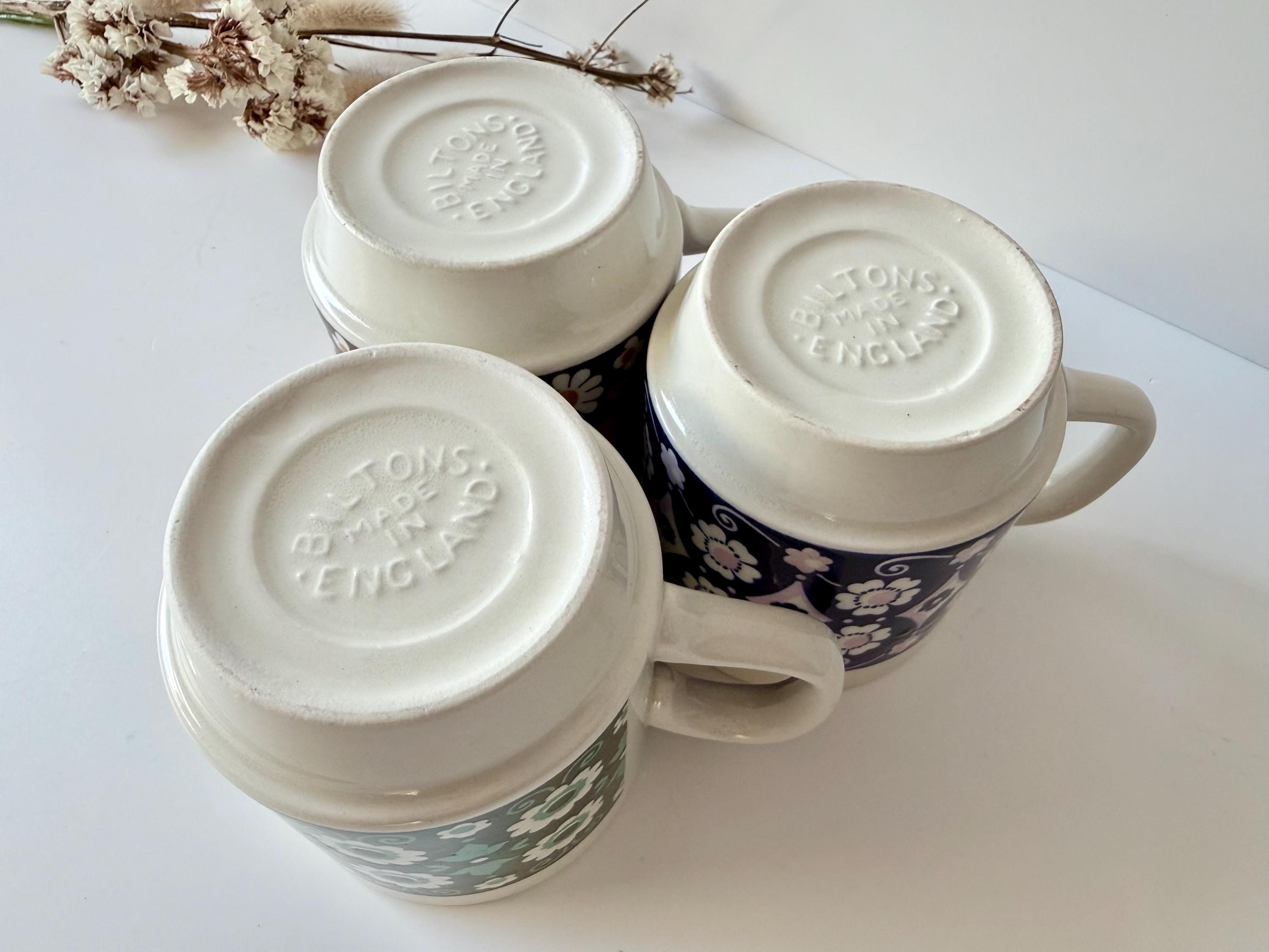 Vintage Biltons English Ironstone Mugs – Retro Floral Set of 3 - Etsy