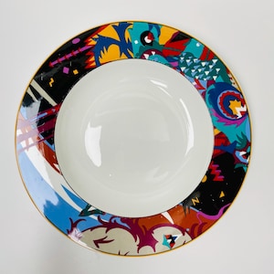 Vintage VILLEROY & BOCH THUNDERBIRD 33cm large porcelain serving plate made in Germany between 1991 to 1994 | discontinued 90s revival china