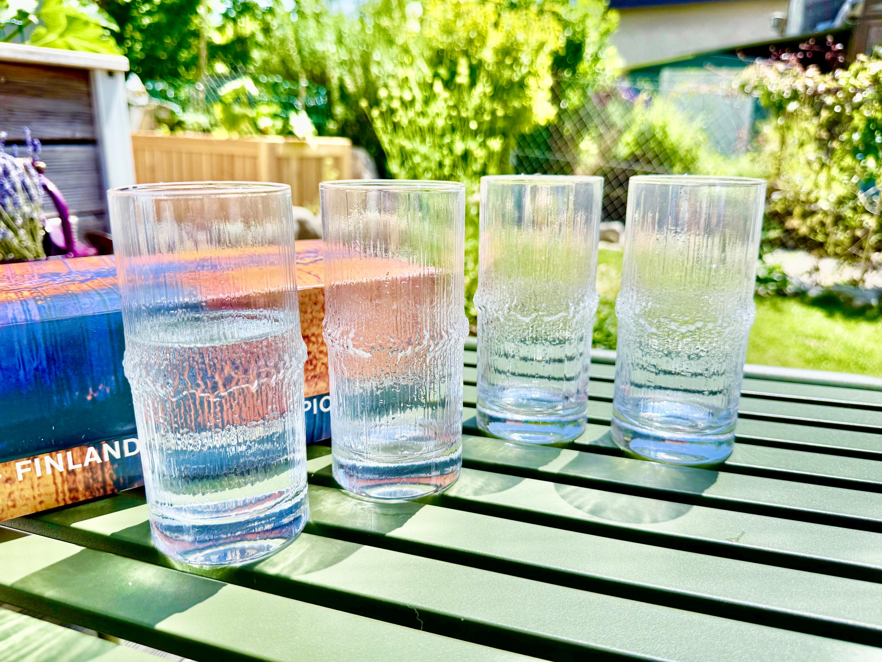 Vintage Iittala Niva Tall Glasses, Tapio Wirkkala, 340ml Tumblers