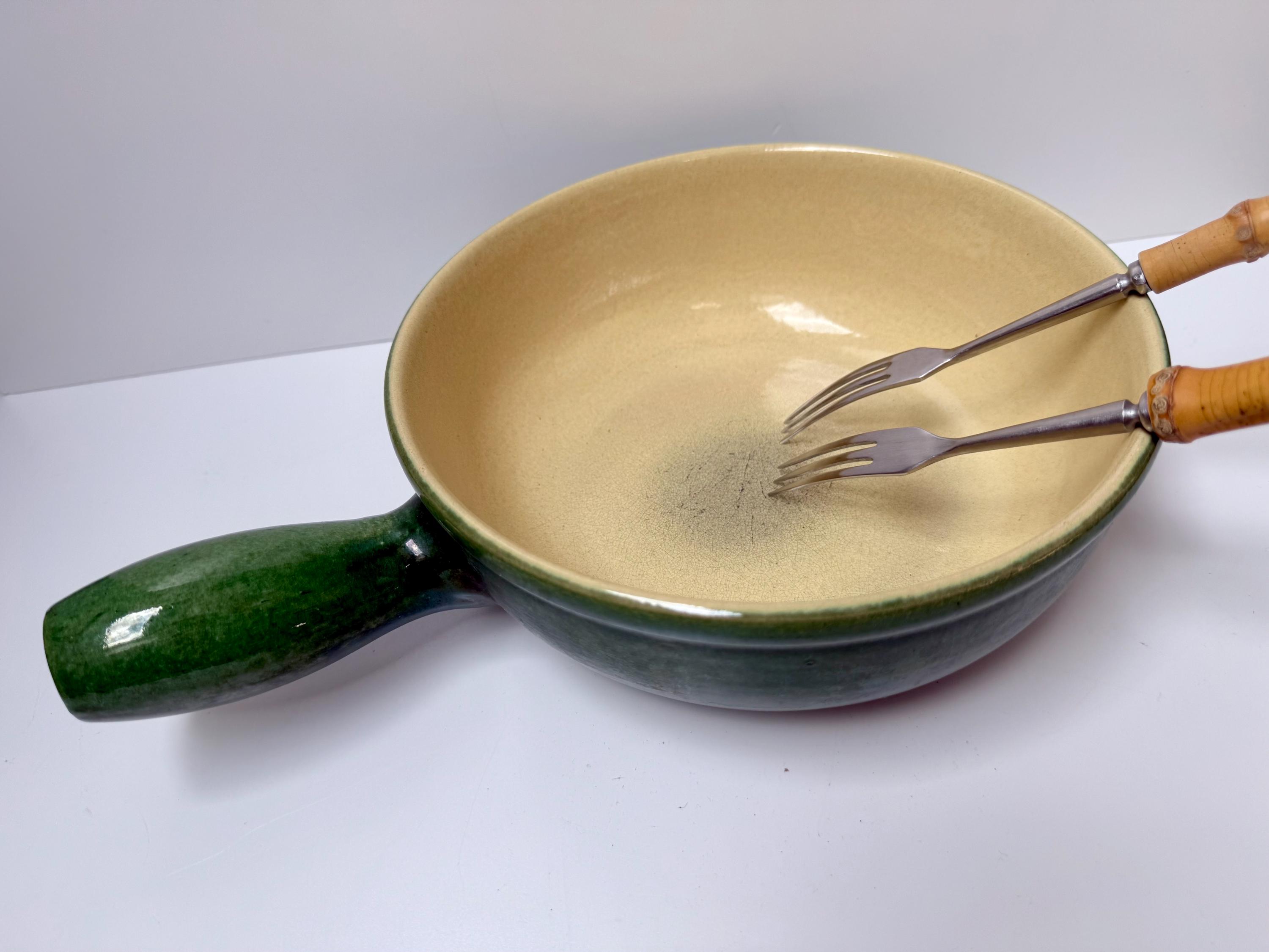 Vintage LANDERT 22 Swiss Traditional Ceramic Cheese Fondue Pot