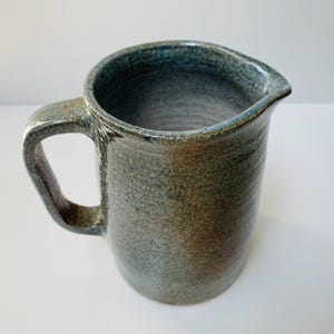 Handmade Stoneware Jug: Blue Green Glaze, Minimalist Farmhouse Decor, 1 pint, 568ml