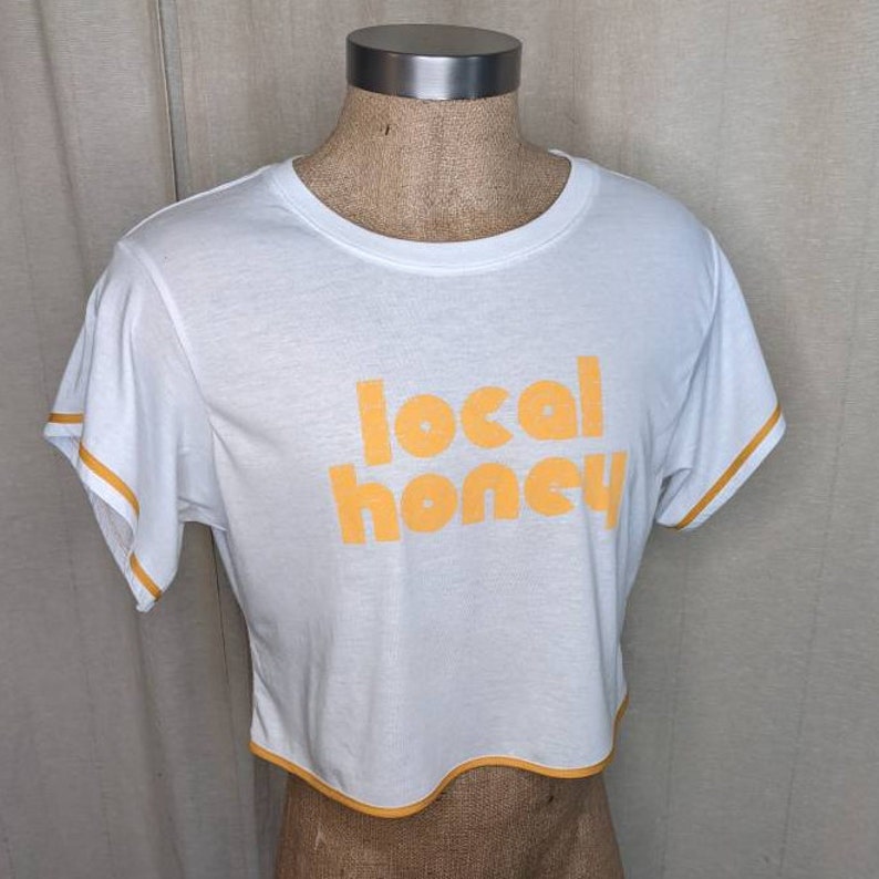 Local Honey Shirt L-XL; Farmers market tee womens mens boho festival bohemian free spirit clothing short sleeve tshirt save the honey bees