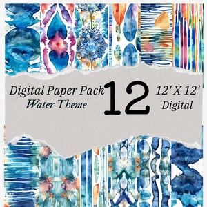Water inspired digital paper for your crafting projects