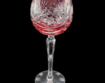 Calice da vino con stelo in cristallo di Boemia ceco – Rosso mirtillo