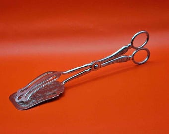 Vintage Art Deco Style Silver-plated Serving Tongs Made in Italy