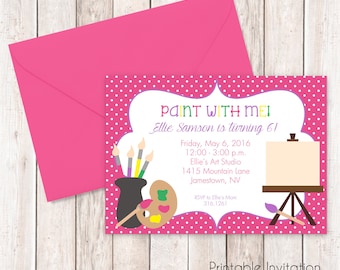 Art Party Invitation, Art Party Printable Invitation, Painting Party Invitation, Custom Wording, JPEG File