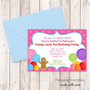 Candy Land Invitation, Invitation imprimable Design, texte personnalisé, fichier JPEG