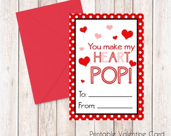 Pop It, Bubbles or Popcorn Valentine Card, Printable Instant Download Cards --- Digital File of 4 (3.5x5 inch) Cards