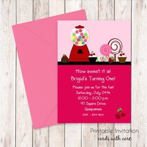 Candy Sweet Shop Invitation, Invitation imprimable Design, texte personnalisé, fichier JPEG