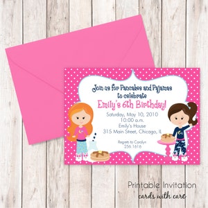 Conception d’Invitation imprimable soirée pyjama, des crêpes et pyjama Invitation, texte personnalisé, fichier JPEG