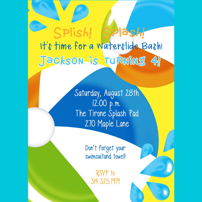Swimming Party Invitation Printable Invitation Design Custom - Etsy