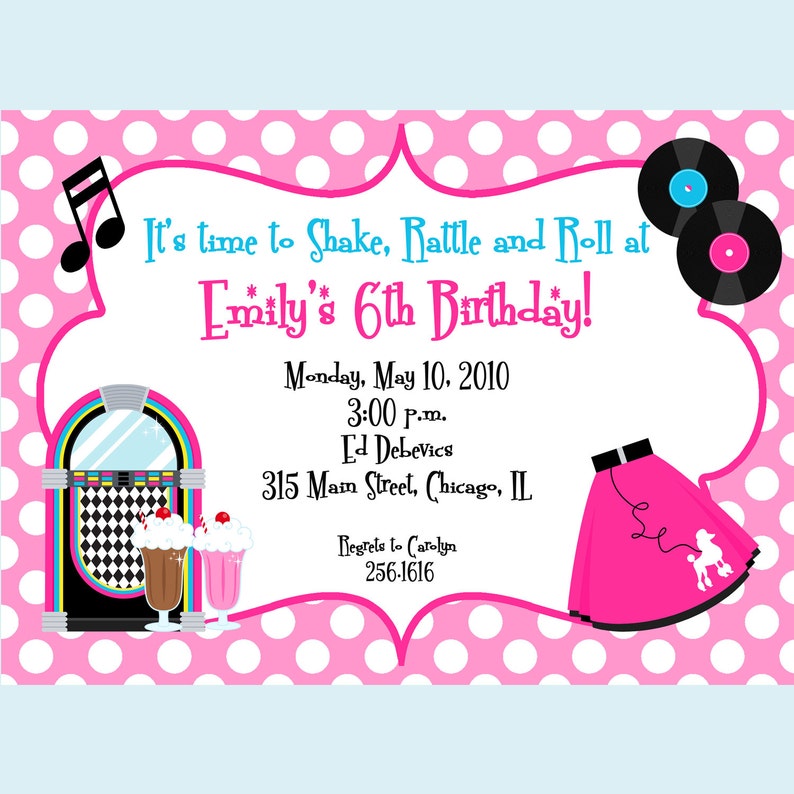 Free Printable 50s Themed Invitations