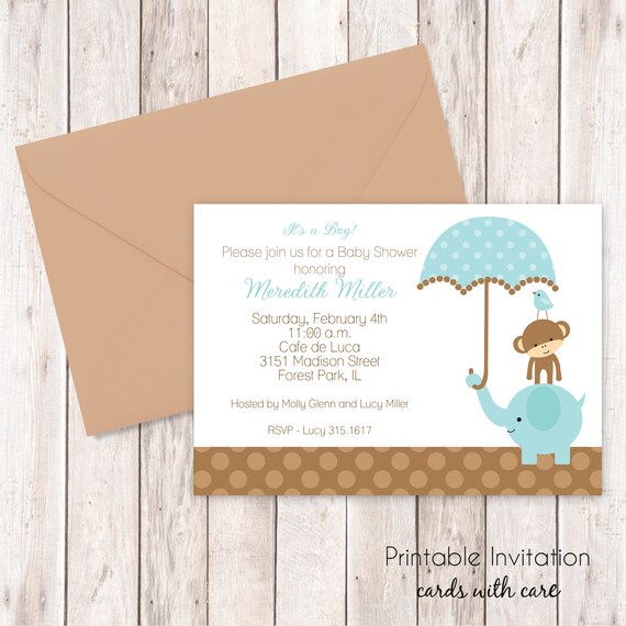 Jungle Baby Shower or 1st Birthday Invitation Baby Boy Shower Etsy