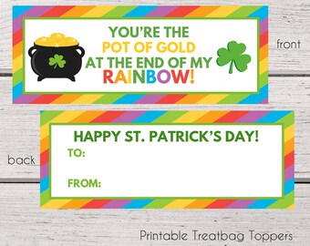 St. Patricks Day Bag Topper, Pot of Gold Taschendeckel, Instant Download - digitale Datei mit 2 faltbaren Toppern