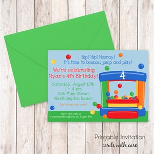 Bounce House, boule Pit Invitation, conception d’Invitation imprimable, texte personnalisé, fichier JPEG