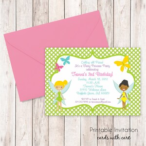 Princesse fée anniversaire Invitation, Invitation imprimable Design, texte personnalisé, fichier JPEG