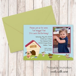 Chien et chiot Invitation, Invitation imprimable Design, texte personnalisé, fichier JPEG