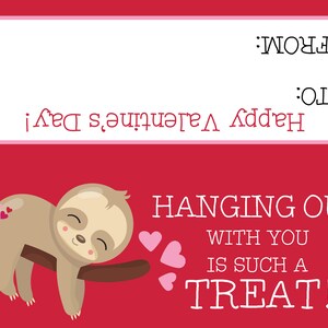 Faultier Valentinstag Taschendeckel, Schul Valentines, Instant Download Karten Digitale Datei mit 2 faltbaren Taschendeckel Bild 2