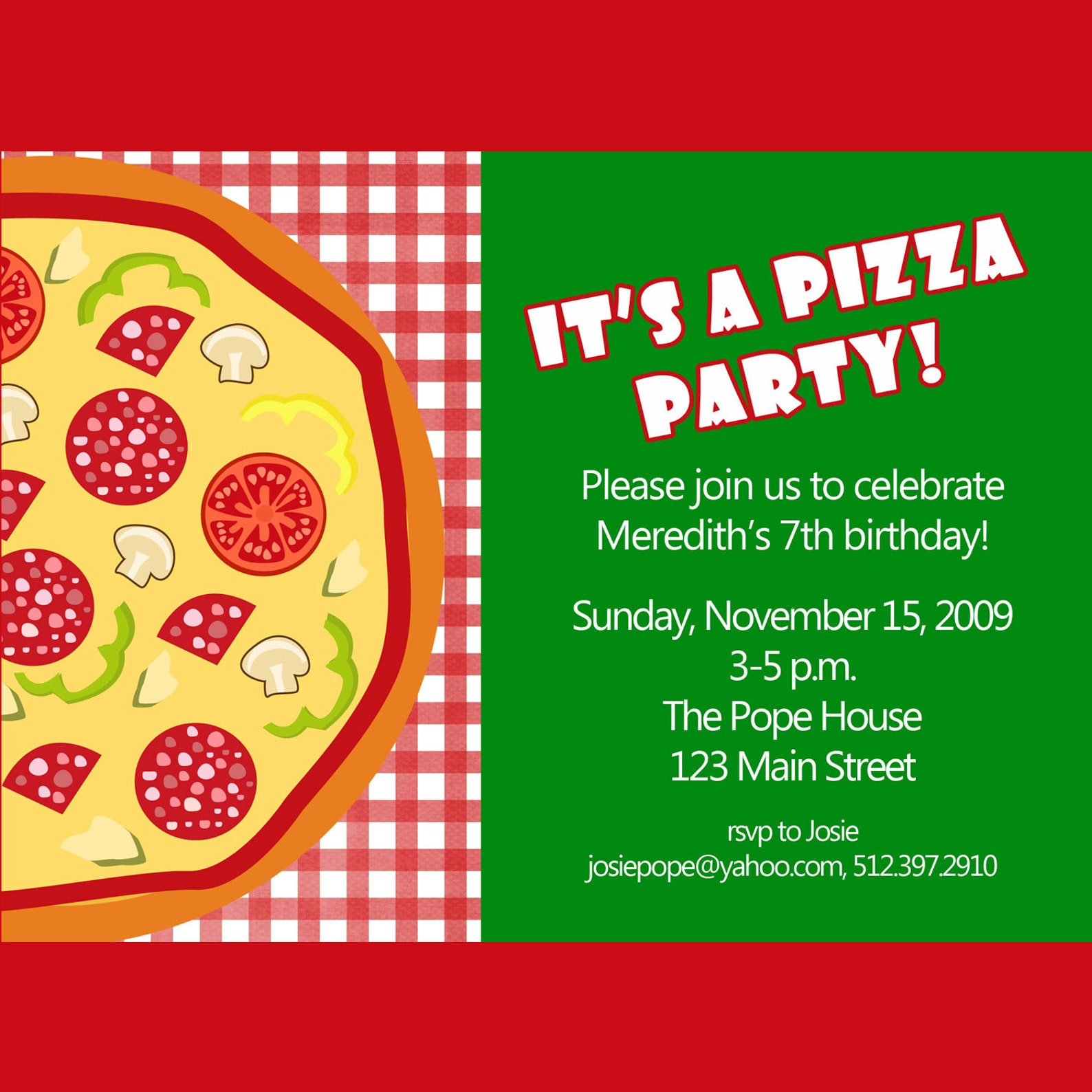 Pizza Party Invitation Printable Invitation Design Custom Etsy