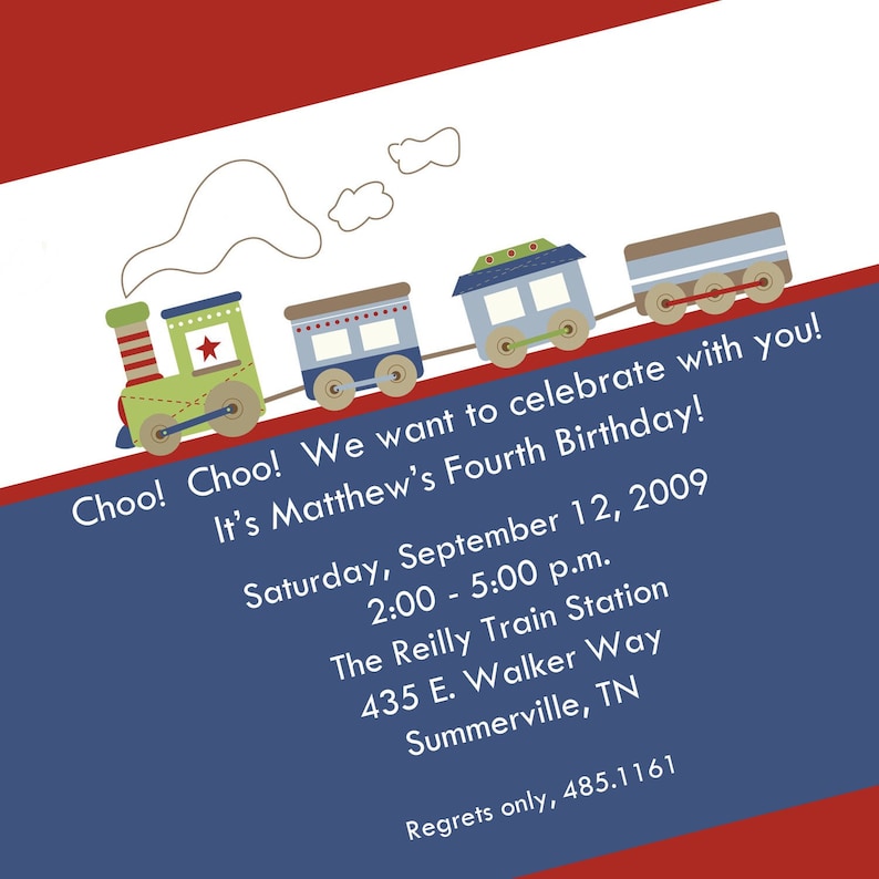 Trains Birthday Invitation Printable Invitation Design | Etsy