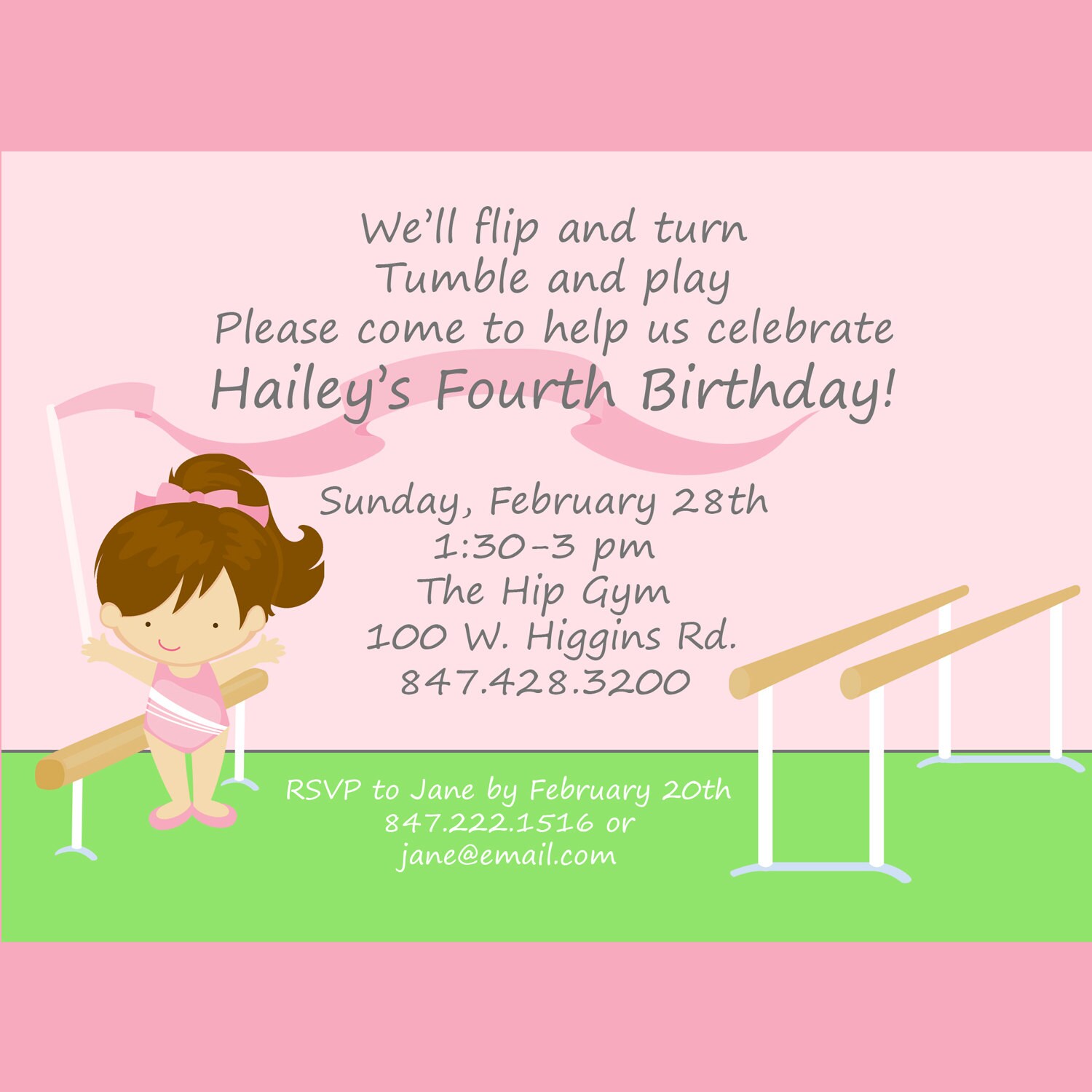 Gymnastics Party Invitation Printable Invitation Design Etsy