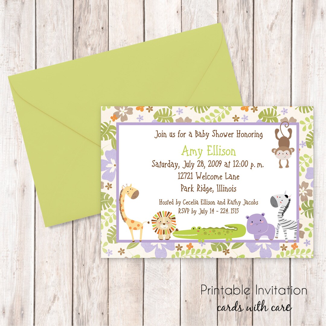 Floral Jungle Baby Shower Invitation, Printable Invitation Design ...