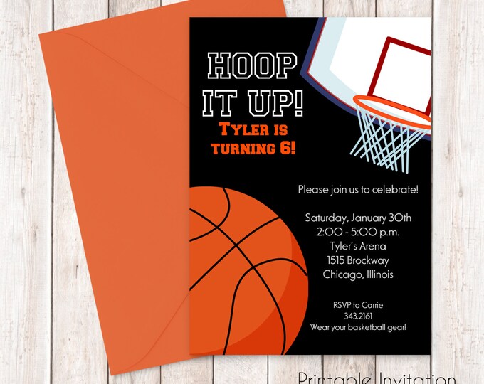 Basketball Invitation Printable Invitation File Custom - Etsy