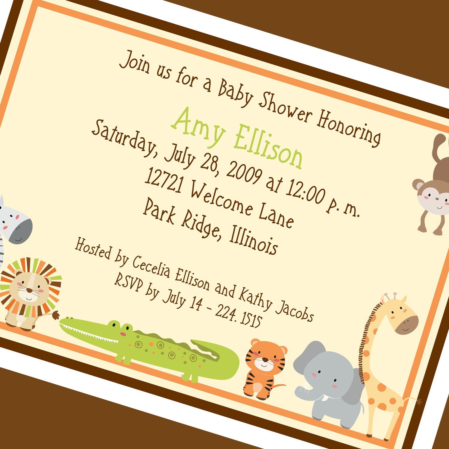 Jungle Baby Shower Invitation, Printable Invitation Design, Custom ...