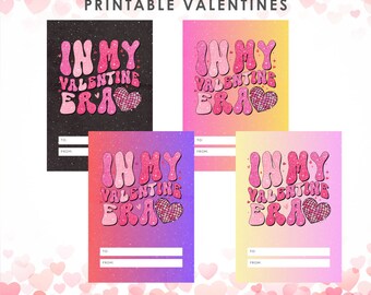 Taylor Swift Inspired Printable Valentine Era Cards, Instant Download Cards --- Digital File of 4 (3.5x5 inch) Cards