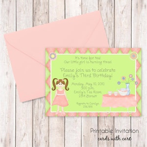 Tea Party Invitation, Invitation imprimable Design, texte personnalisé, fichier JPEG