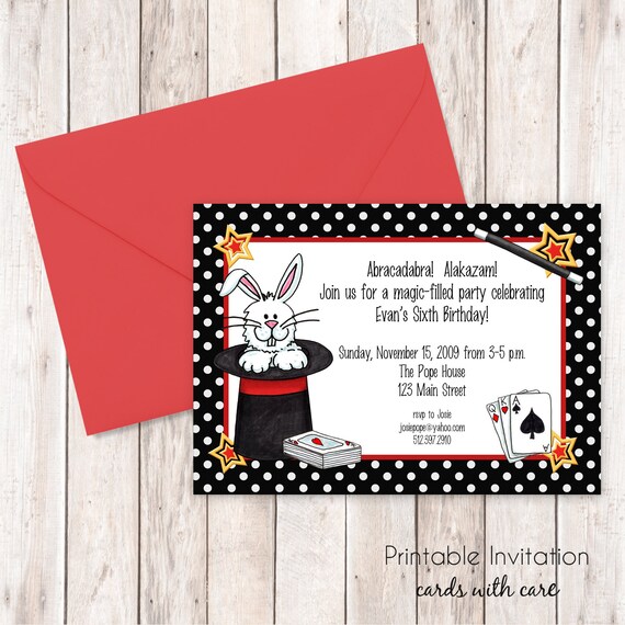 Magic Party Invitation Printable Invitation Design Custom - Etsy