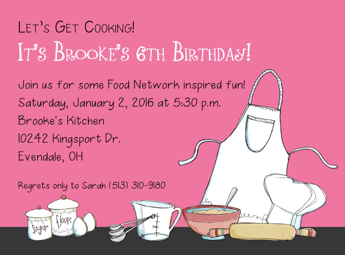 Cooking Party Invitation Printable Invitation Custom Etsy