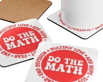 Juego de posavasos de madera de corcho con diseño de matemáticas