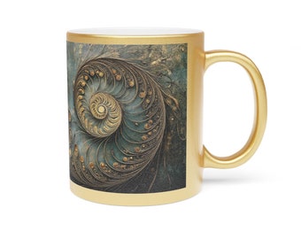 Taza de café metálica con la secuencia de Fibonacci, regalo único para amantes de las matemáticas.
