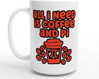Taza de cerámica con diseño de café y Pi, regalo para profesores de matemáticas, 325 ml (11 oz)