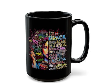 Taza de café de 443 ml con afirmación para empoderar a la mujer negra