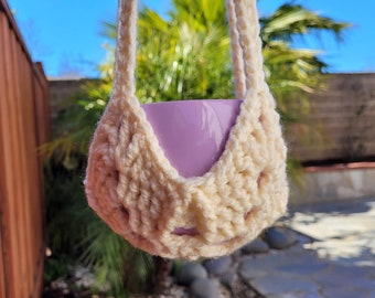 Cream Macrame Boho Style Crochet Plant Pot Hanger For 4-6" Pot