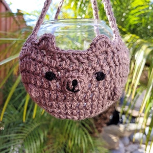 Beary Derpy Macrame Boho estilo Crochet planta maceta percha para 4-6&quot; Maceta