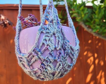 OOAK Sidewalk Chalk 4 Strand Tie Dye Boho Macrame Style Crochet Hanging Planter For 4-6" Plant Pot