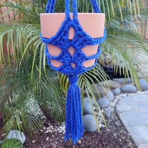 OOAK Starry Sky Boho Macrame Style Crochet Plant Pot Hanger For 5-6.5&quot; Pot w/ Long Tassel