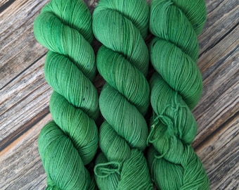 OOAK Green Mushroom Hand Dyed Yarn Colorway Sock Weight