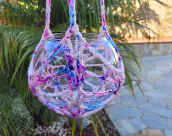 Tie Dye Boho Crochet Plant Hanger for 4-6" Pots