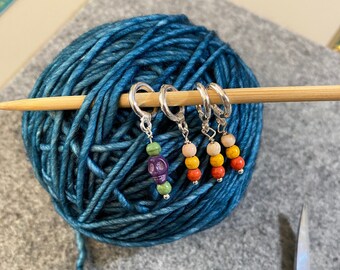 Halloween skull and candy corn stitch markers