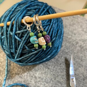 Halloween colorful skull stitch markers