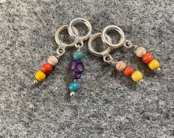 Halloween skull and candy corn stitch markers