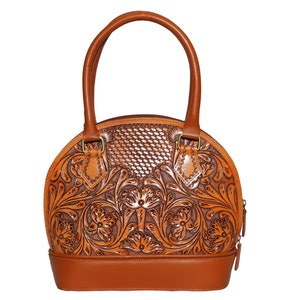 Hand tooled leather bag for women, Leather Handbag, hand carved leather bag, Brown leather purse, Gift for her